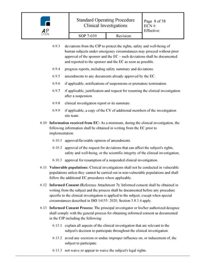 Medical Device Clinical Investigation Procedure - A. P. LYON