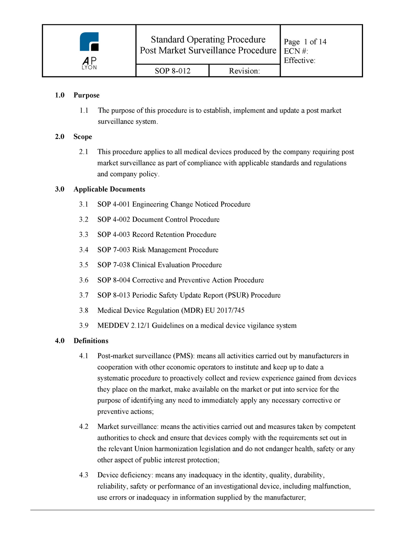 Medical Device Clinical Evaluation Procedure Bundle - A. P. LYON