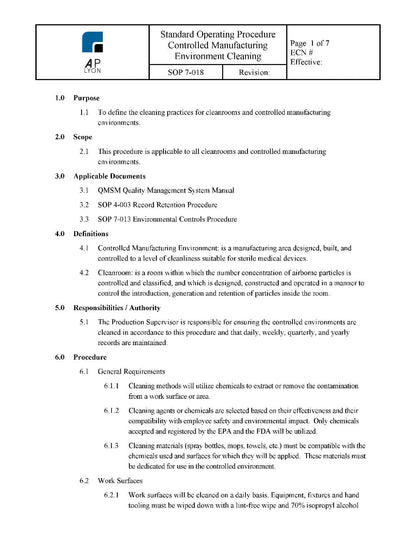 Cleanroom Procedure Bundle - A. P. LYON