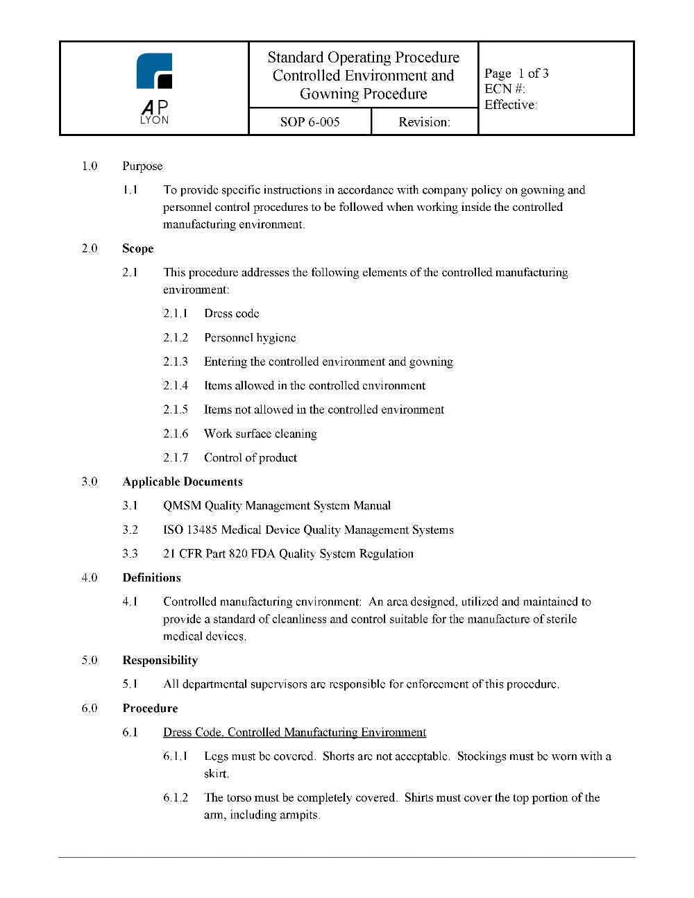 Cleanroom Procedure Bundle - A. P. LYON