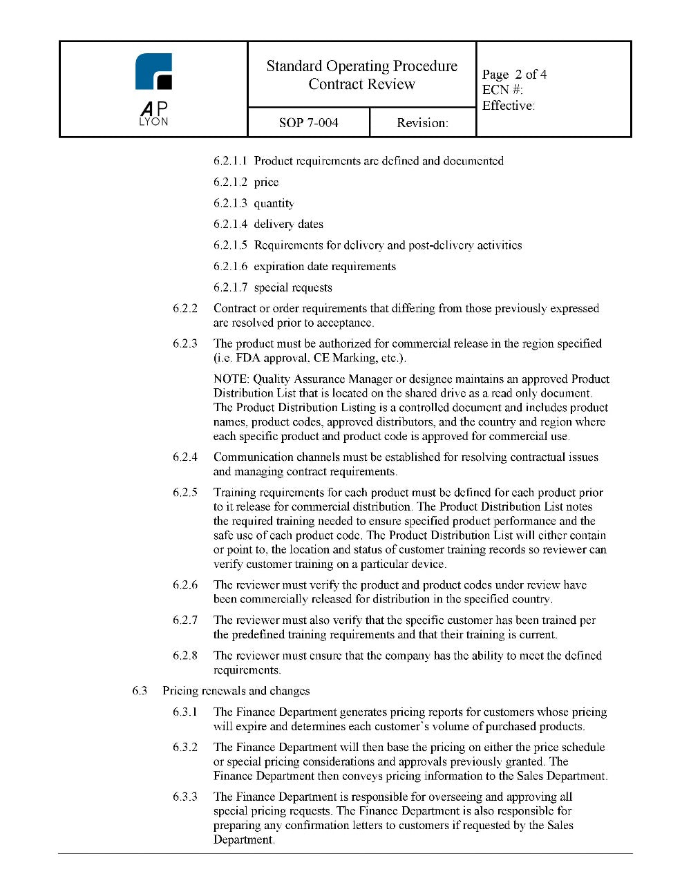 Contract Review Procedure - A. P. LYON