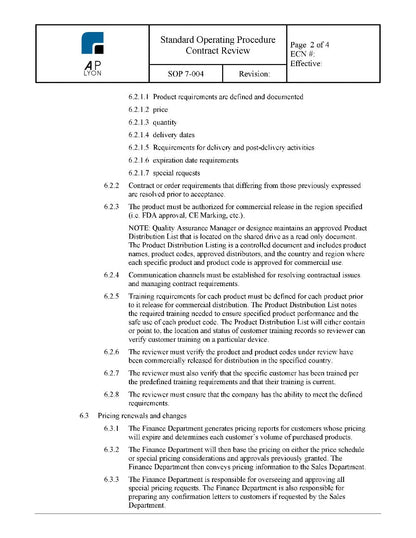 Contract Review Procedure - A. P. LYON