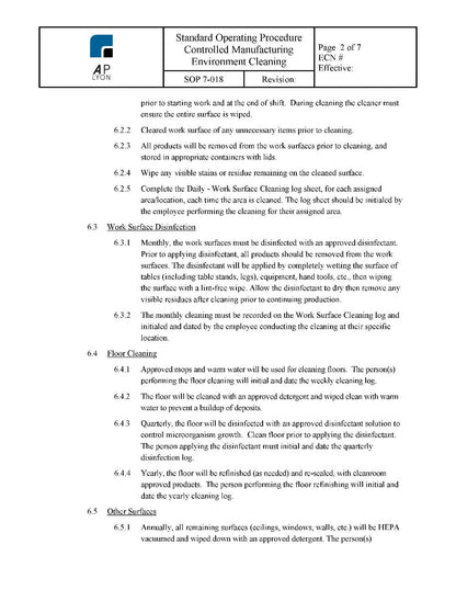Controlled Manufacturing Environment Cleaning - A. P. LYON