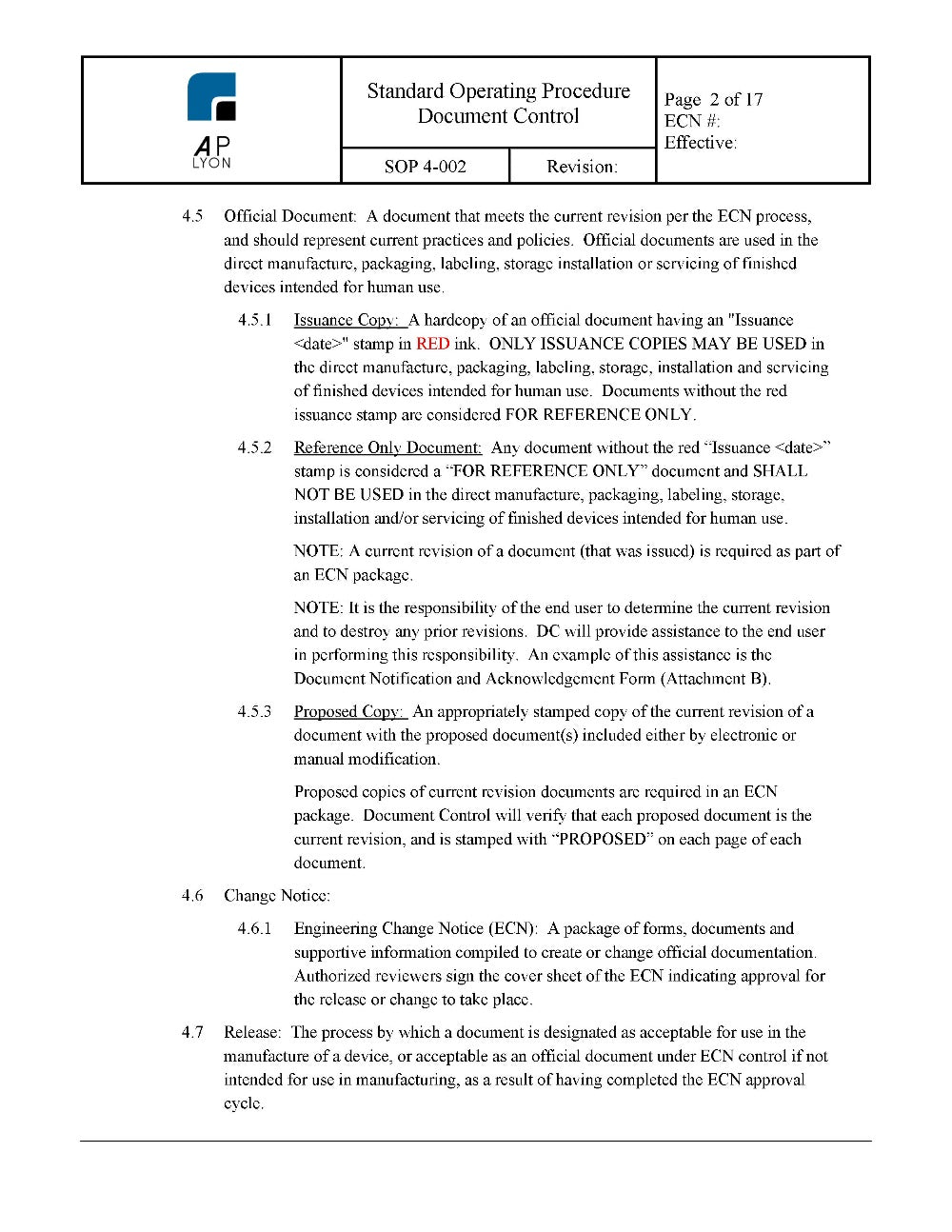 Document Control Procedure - A. P. LYON