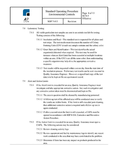 Environmental Controls Procedure - A. P. LYON