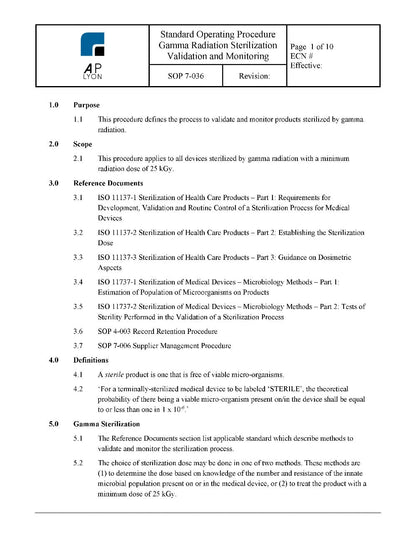 Gamma Radiation Sterilization Validation and Monitoring - A. P. LYON