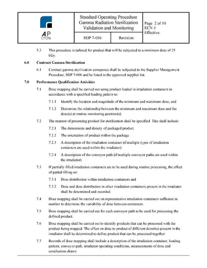 Gamma Radiation Sterilization Validation and Monitoring - A. P. LYON