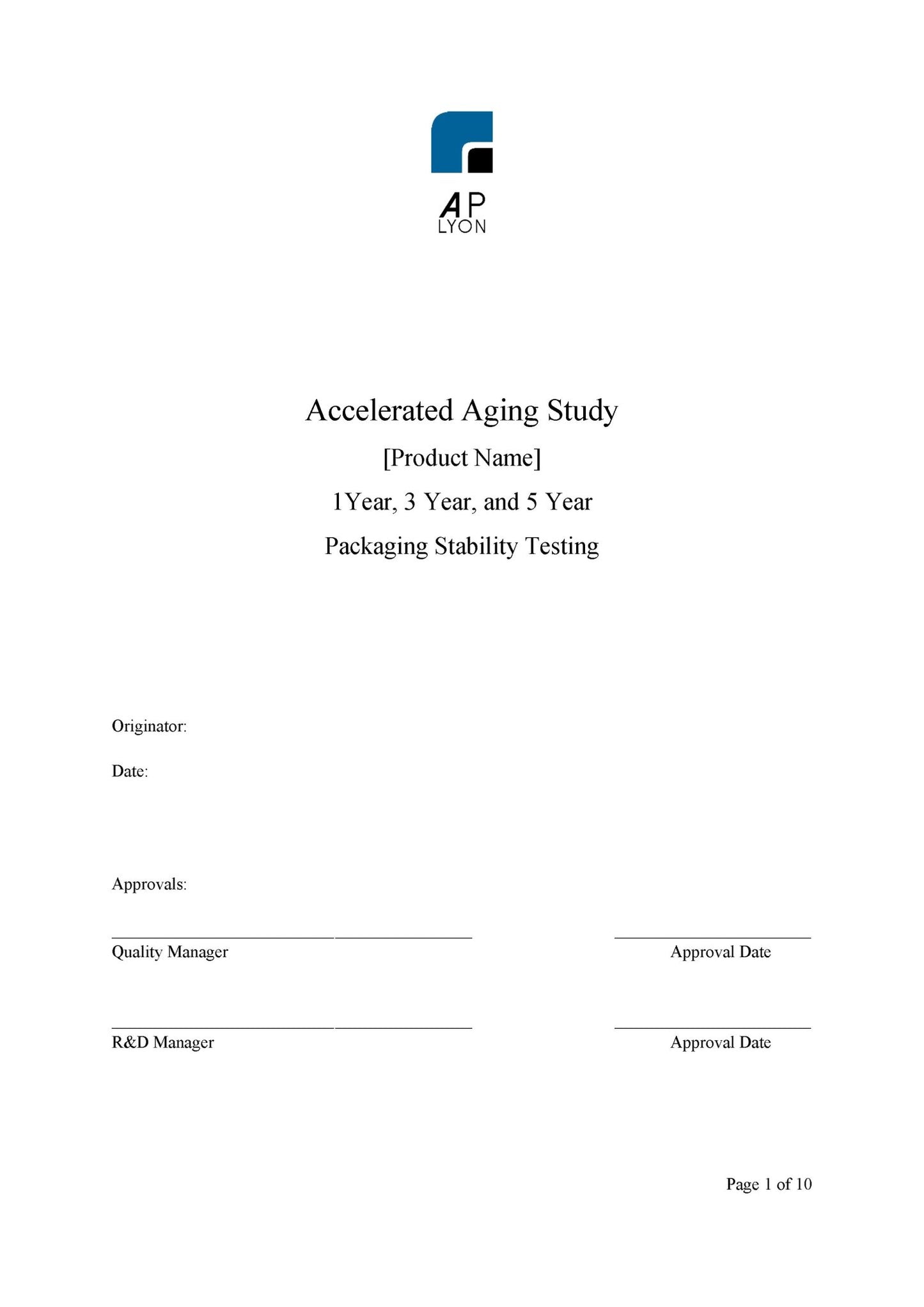 Medical Device Accelerated Aging Study - A. P. LYON