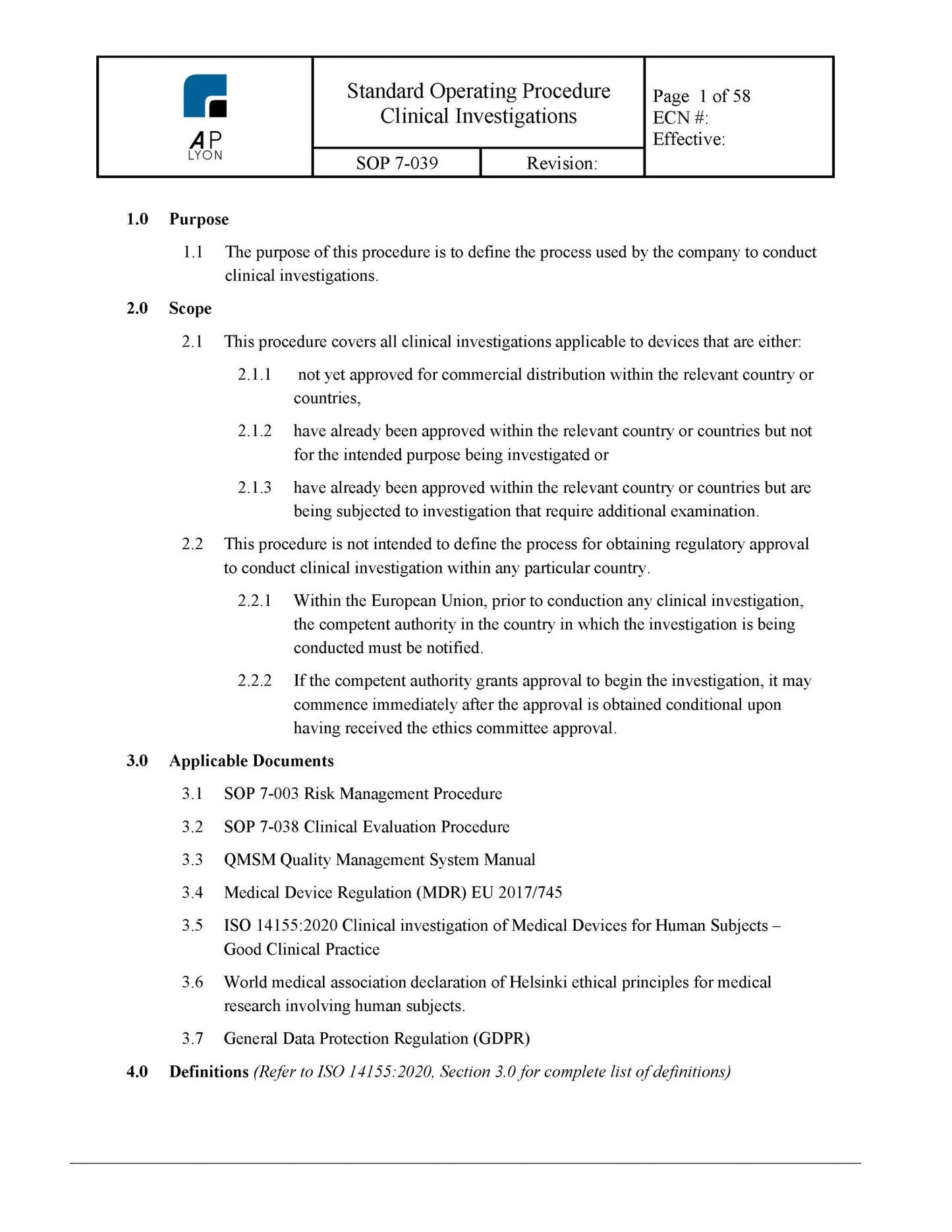 Medical Device Clinical Evaluation Procedure Bundle - A. P. LYON