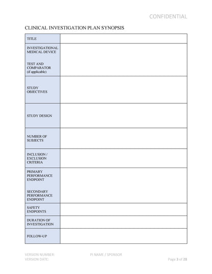 Medical Device Clinical Investigation Plan - A. P. LYON