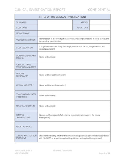 Medical Device Clinical Investigation Report - A. P. LYON