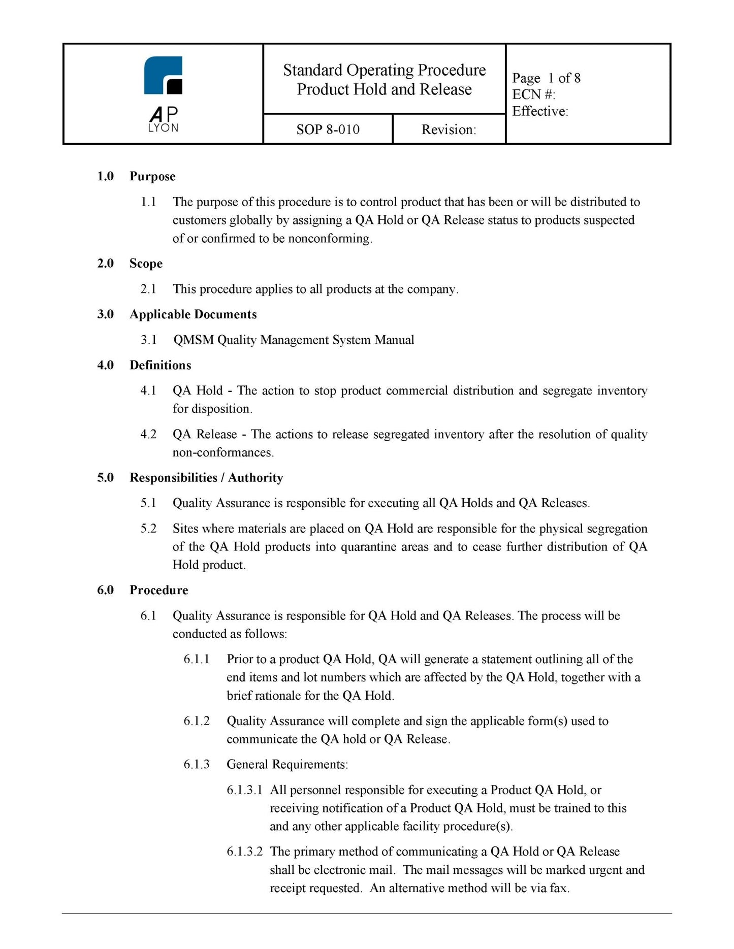 Medical Device Complaint Handling Procedure Bundle - A. P. LYON