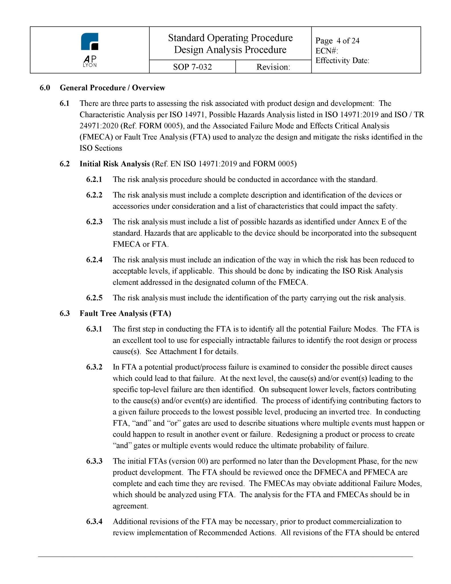 Medical Device Design Analysis Procedure - A. P. LYON