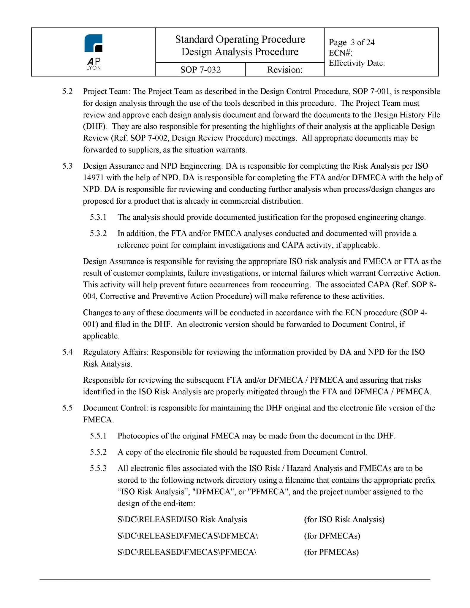 Medical Device Design Analysis Procedure - A. P. LYON