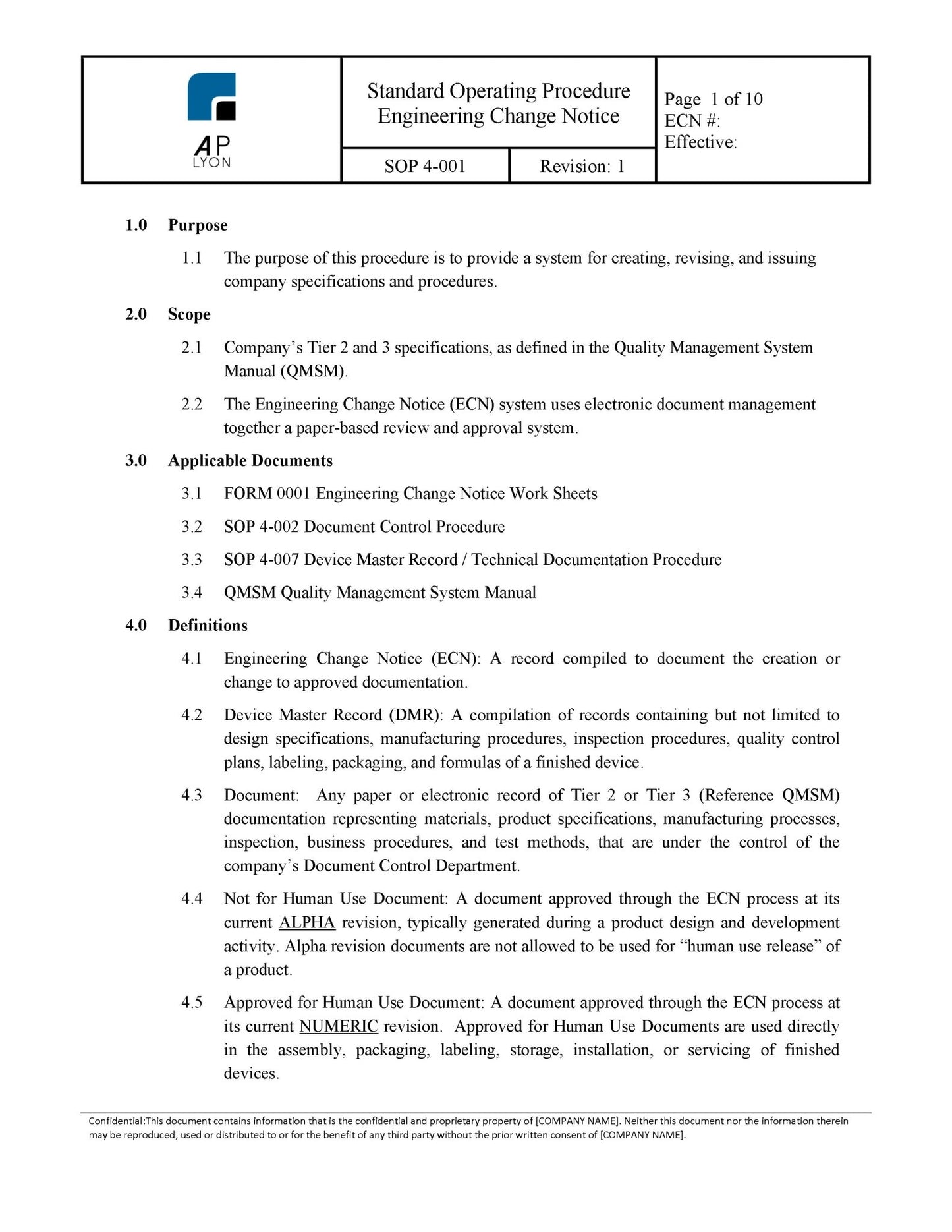 Medical Device Document Control Procedure Bundle - A. P. LYON