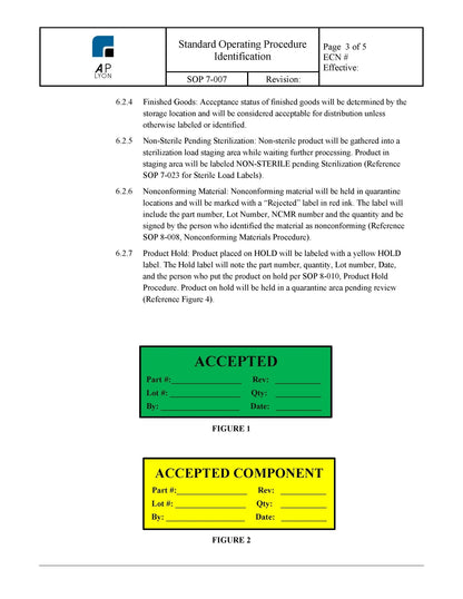 Medical Device Identification Procedure - A. P. LYON