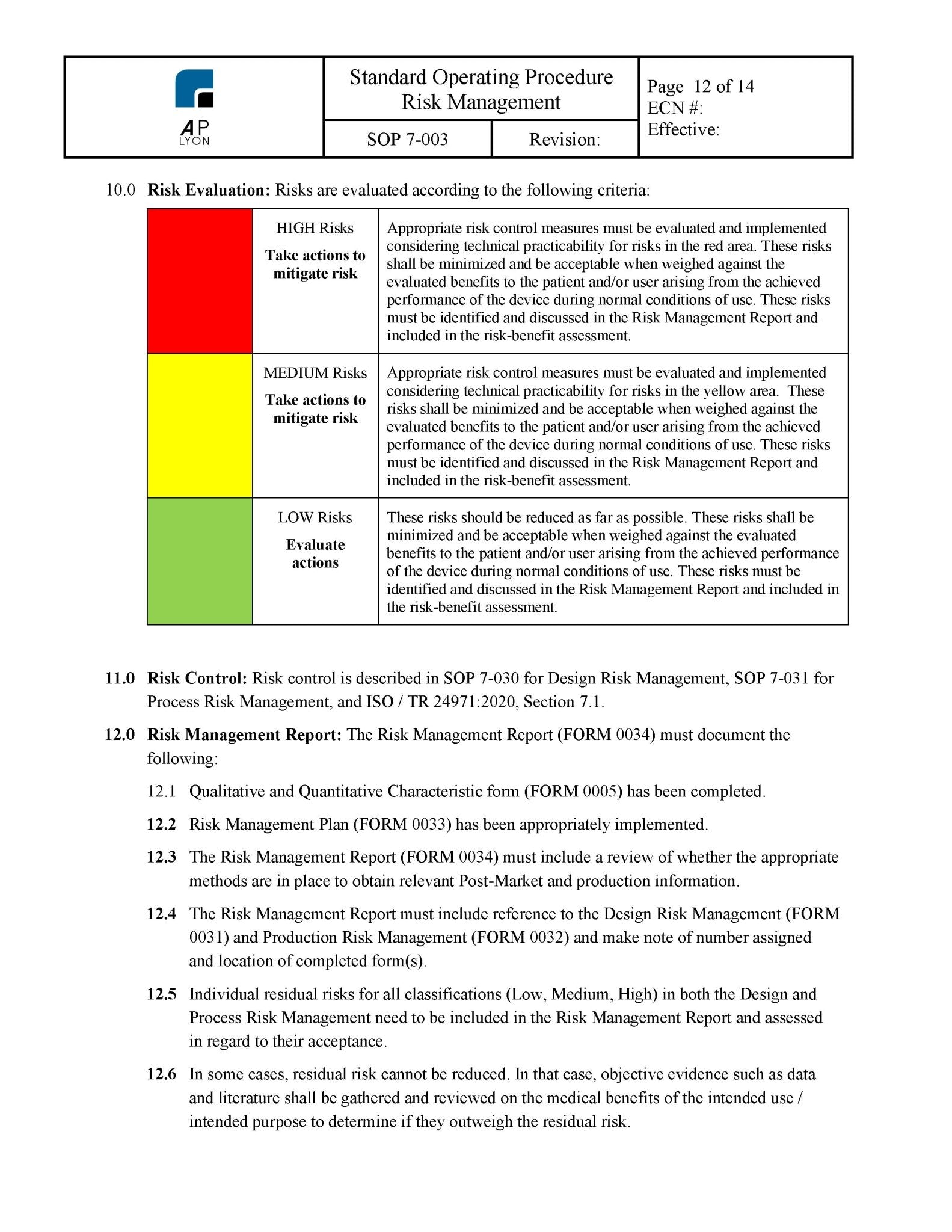 Medical Device Risk Management Procedure - A. P. LYON