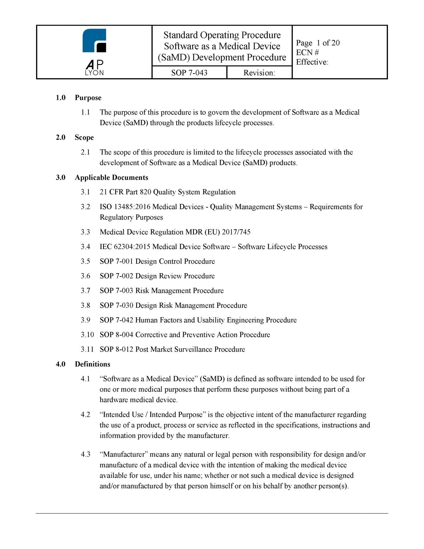 Medical Device Software Procedure Bundle - A. P. LYON