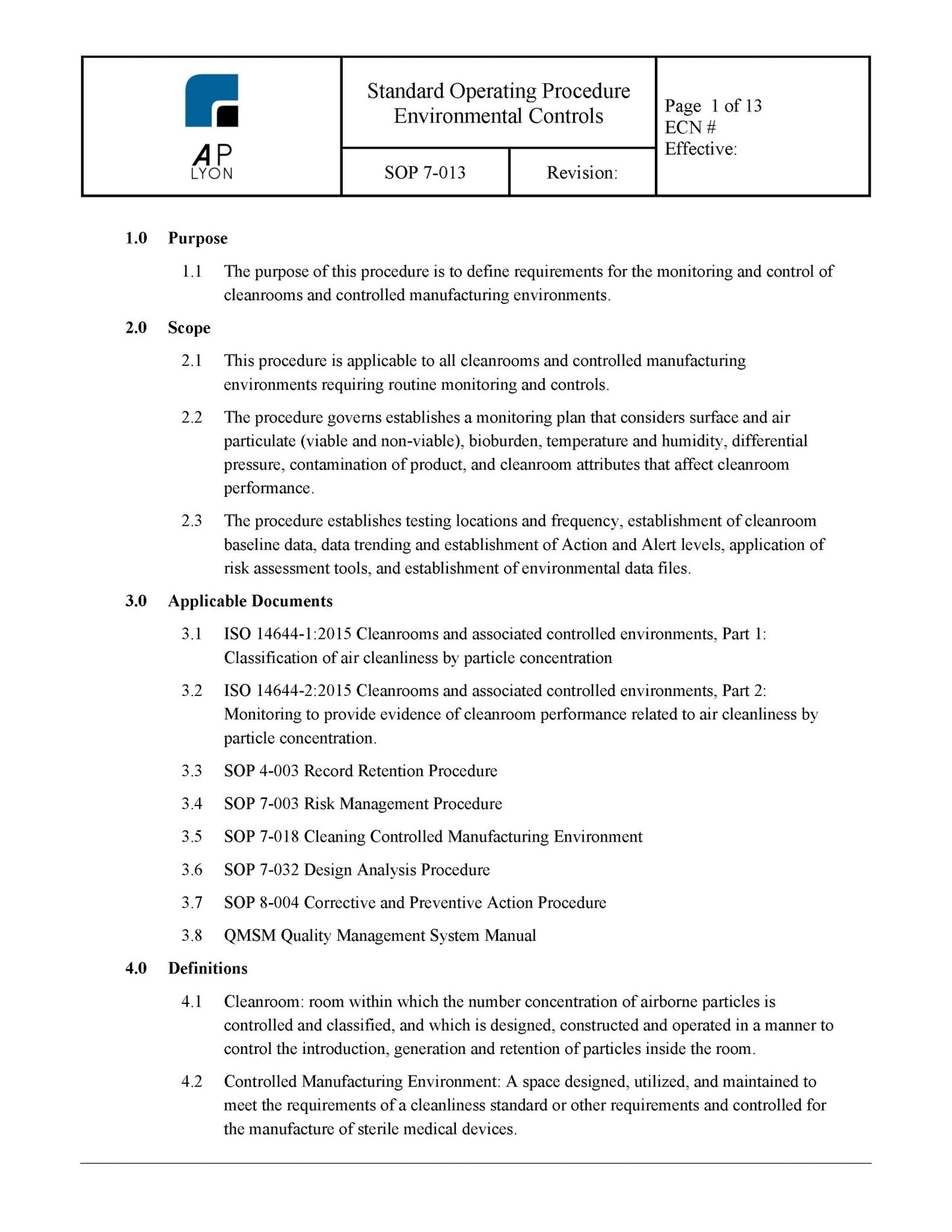 Medical Device Sterilization Procedure Bundle - A. P. LYON