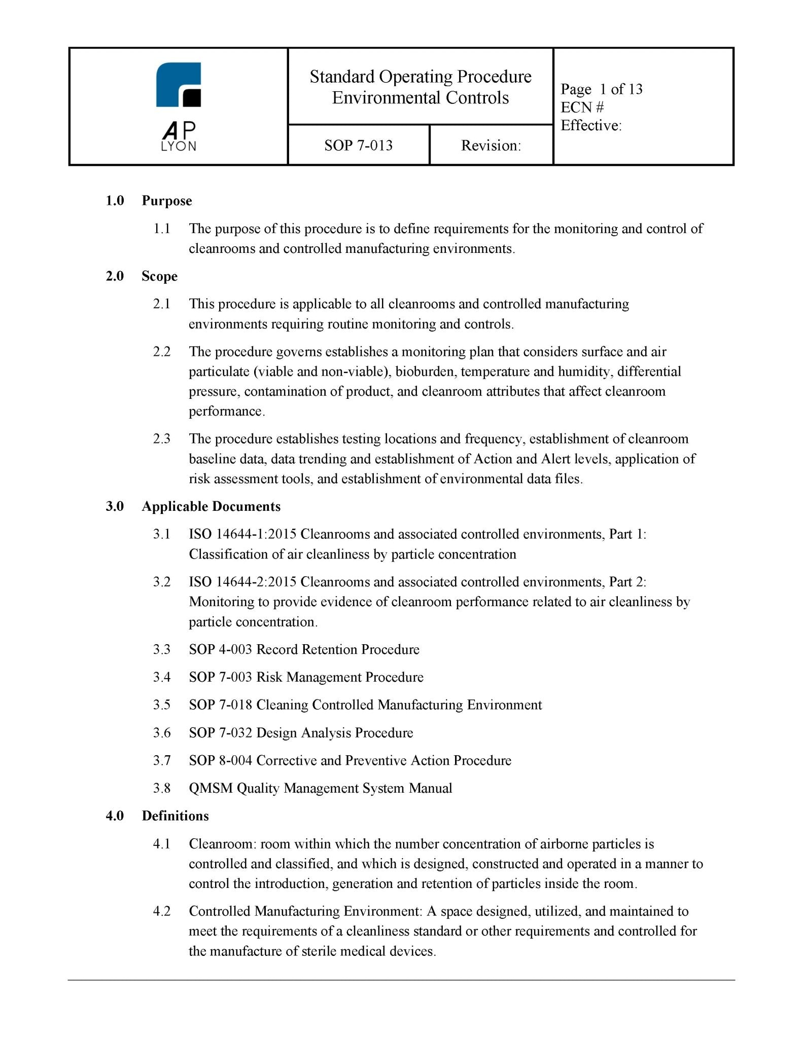 Medical Device Sterilization Procedure Bundle - A. P. LYON