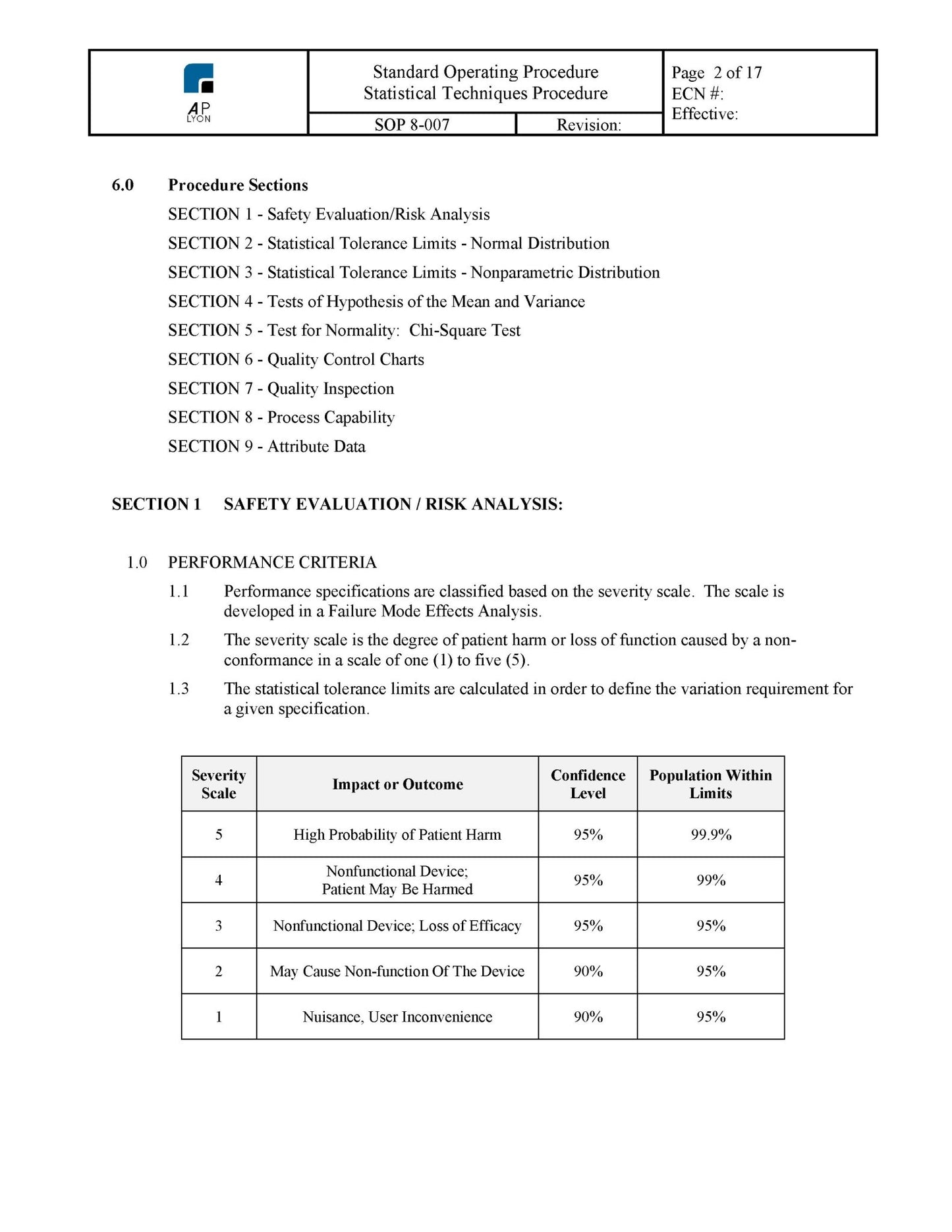 Statistical Techniques Procedure - A. P. LYON