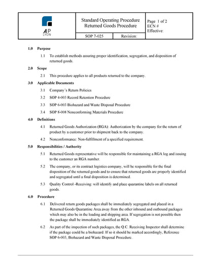 Technology Transfer Procedure - A. P. LYON