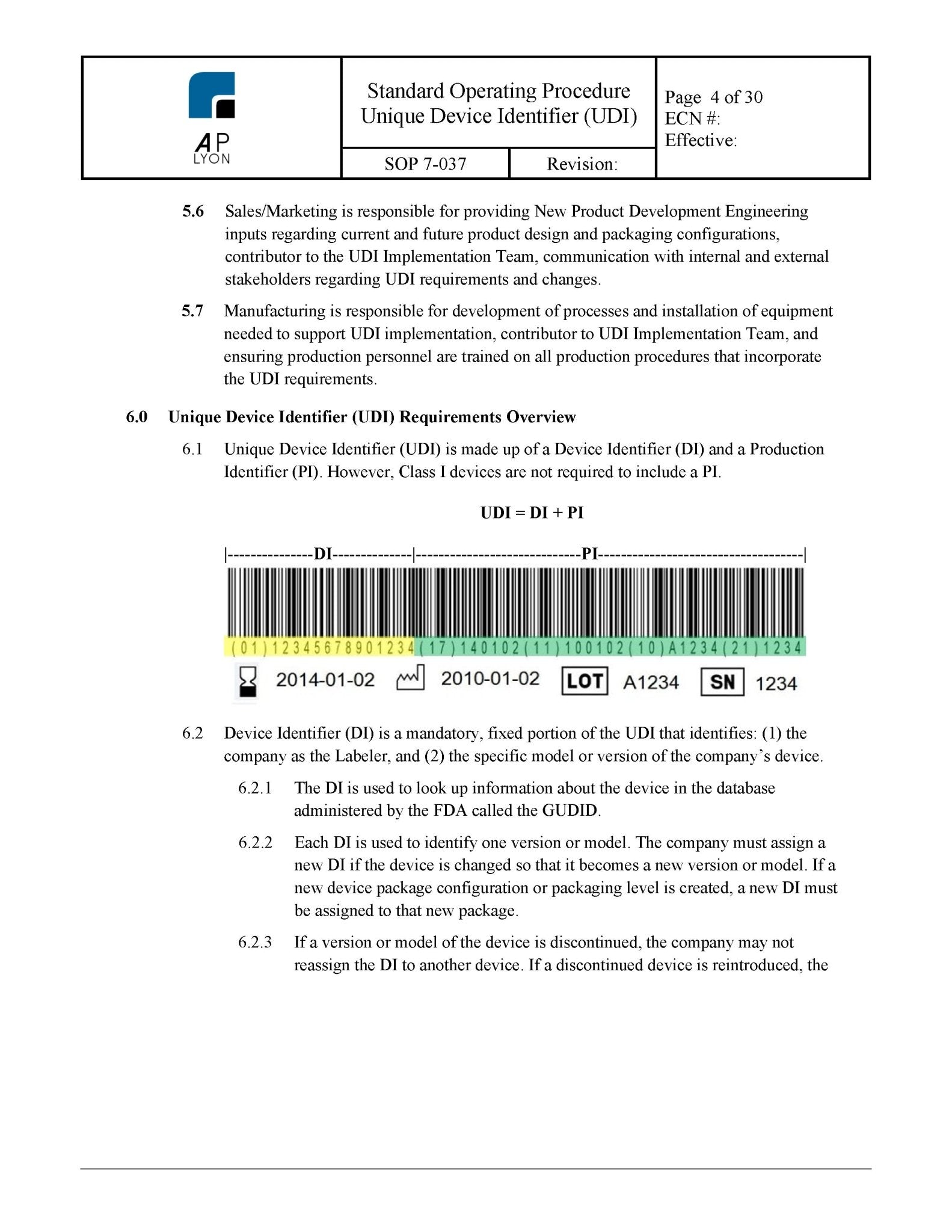 Unique Device Identification Procedure - A. P. LYON