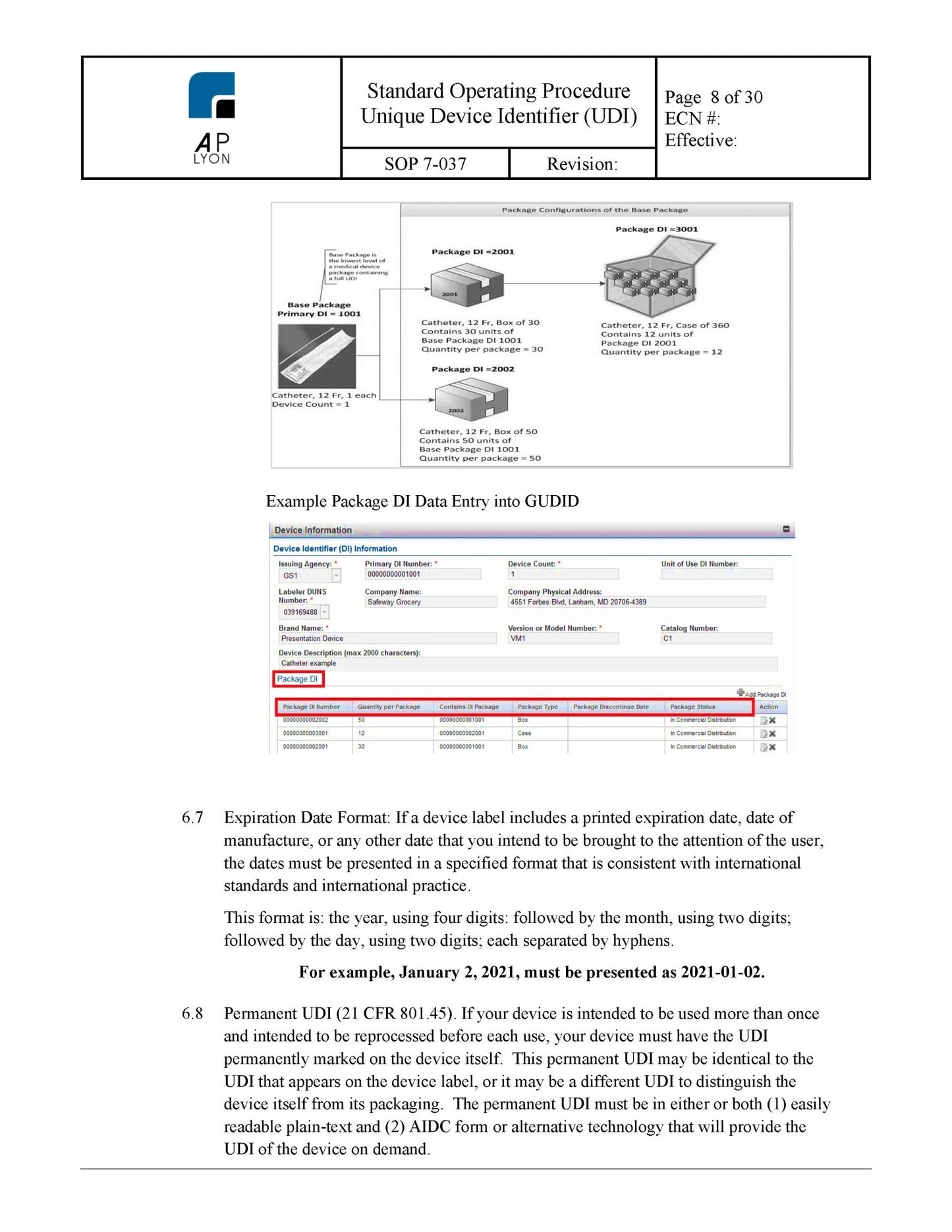 Unique Device Identification Procedure - A. P. LYON